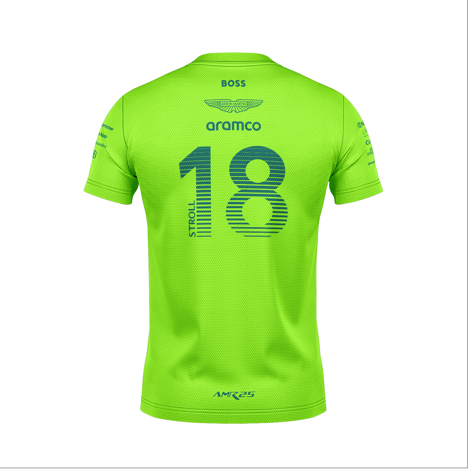 Camiseta Dryfit Aston Martin Lance Stroll Verde Neon 2025