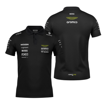 Camiseta Polo Aston Martin Equipe Preto 2025