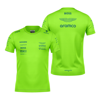 Camiseta Dryfit Aston Martin Equipe Verde Neon 2025