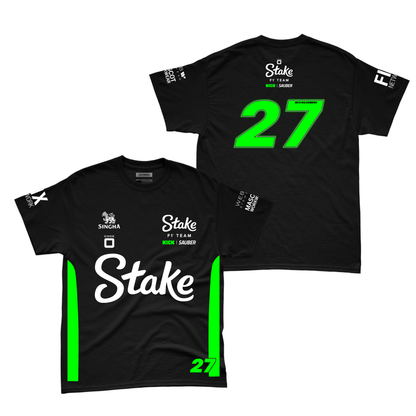 Camiseta Algodao Stake Sauber Hulkenberg Preto 2025