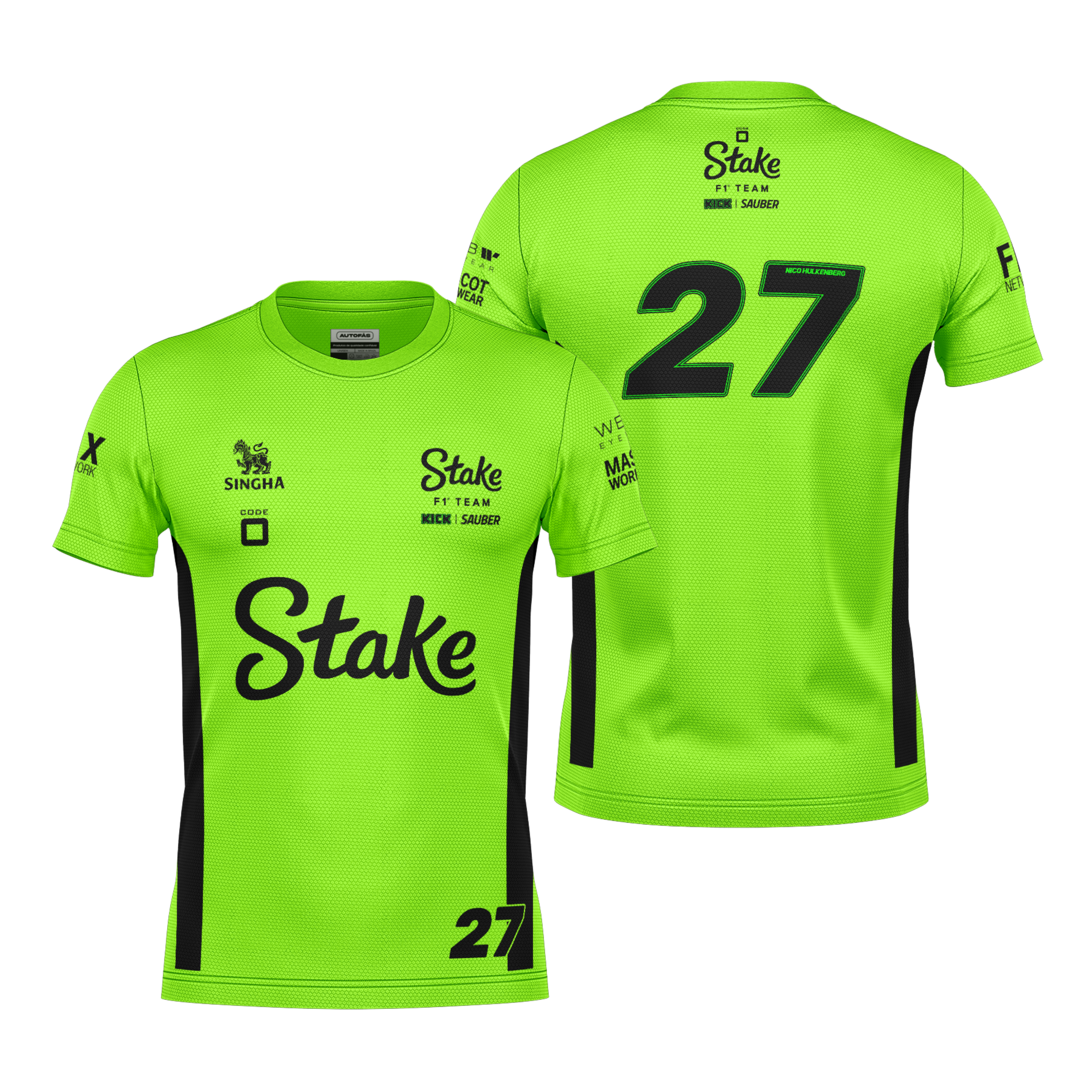 Camiseta Dryfit Stake Sauber Hulkenberg Verde Neon 2025