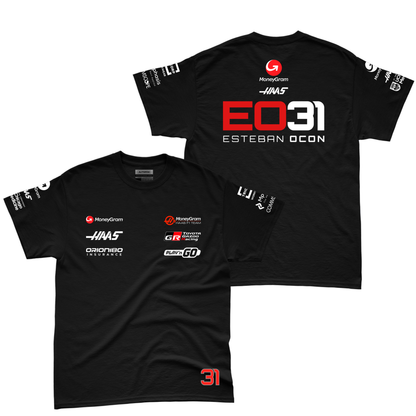 Camiseta Algodao Haas Esteban Ocon Preto 2025