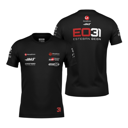 Camiseta Dryfit Haas Esteban Ocon Preto 2025