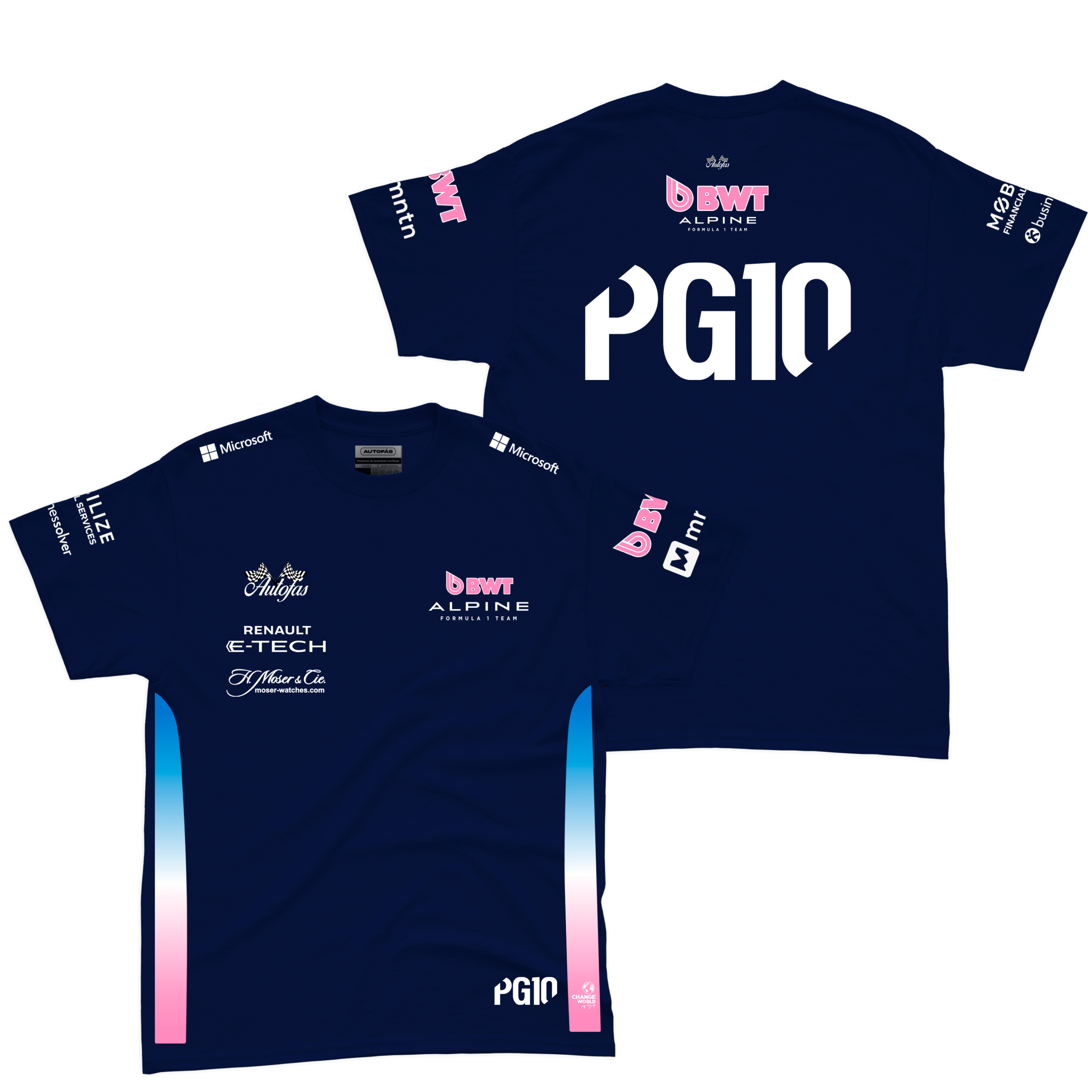 Camiseta Algodao Alpine Pierre Gasly Azul Marinho 2025