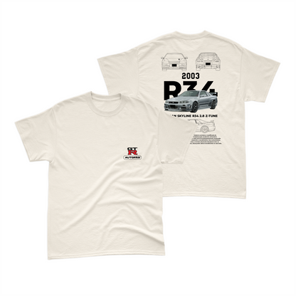 Camiseta Nissan Skyline GT-R R34 Off White