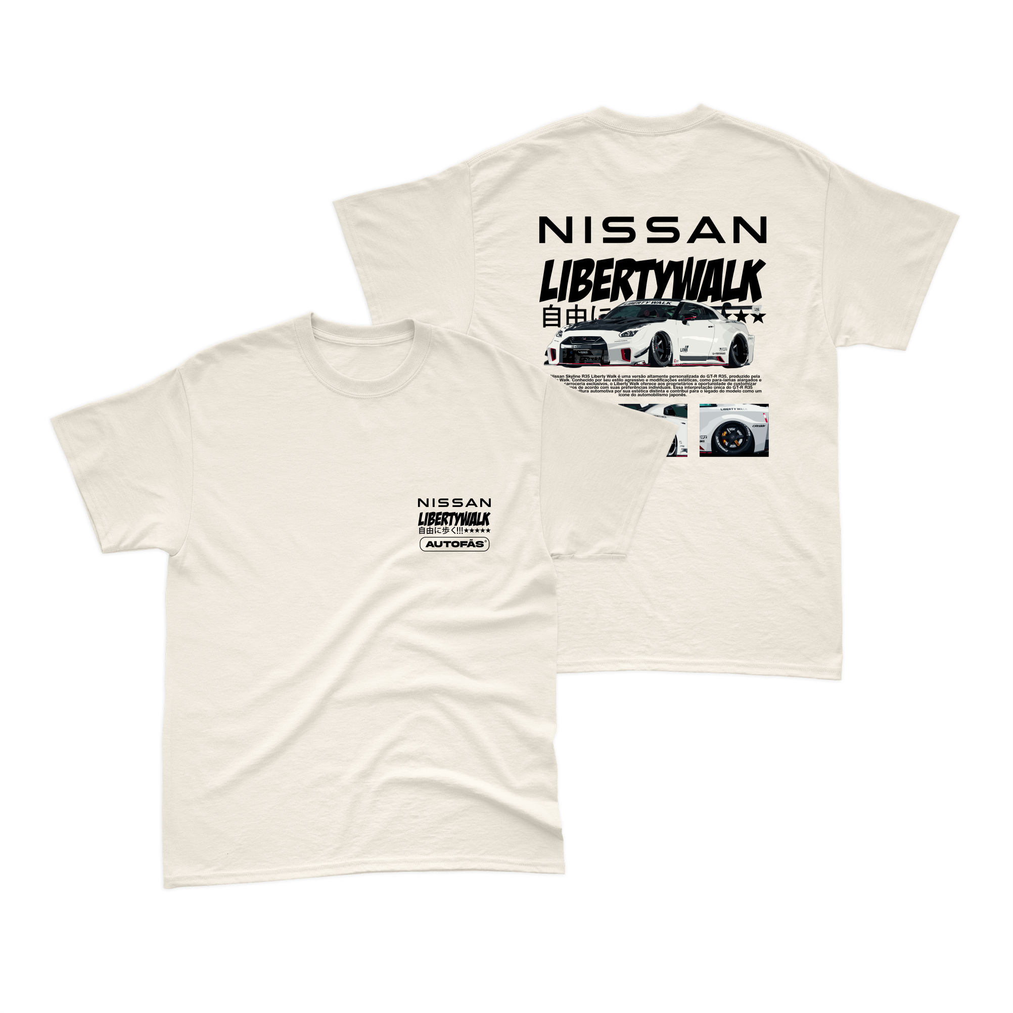 Camiseta Nissan GT-R R35 Libertywalk Off Whte