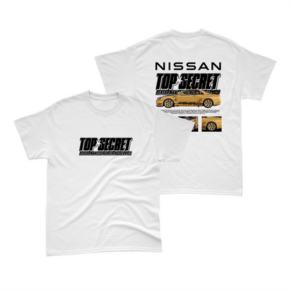 Camiseta Nissan Skyline GT-R R34 TOP SECRET V1 Branca