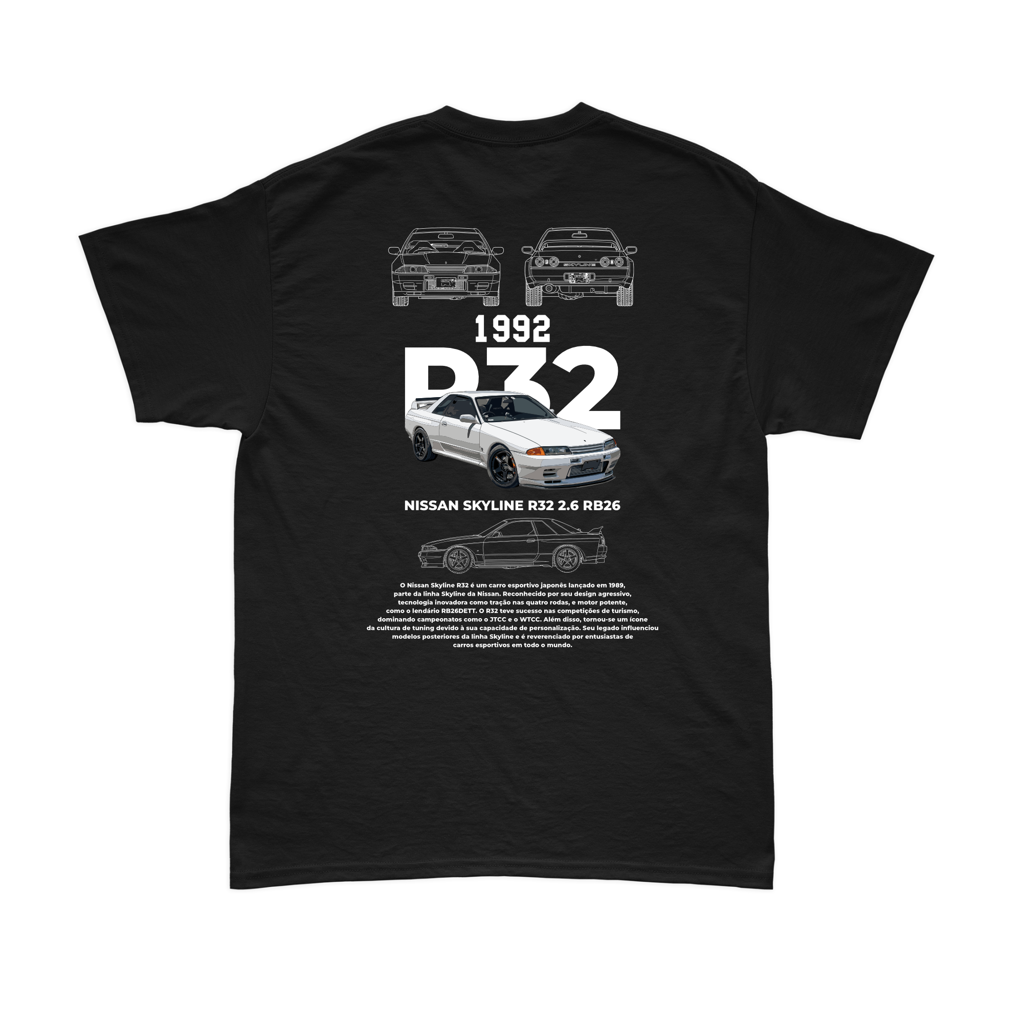 Camiseta Nissan Skyline GT-R R32 V2 Preta