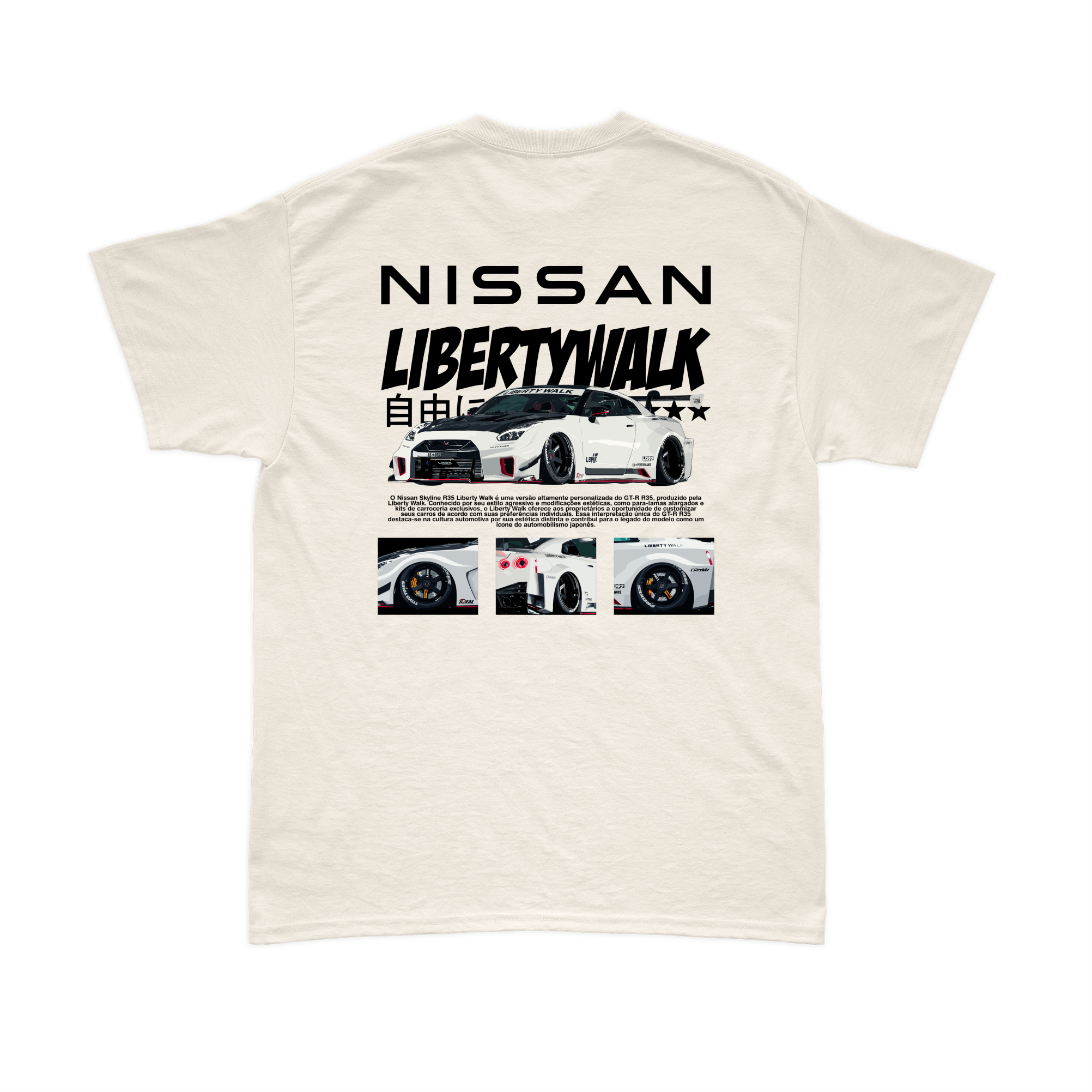 Camiseta Nissan GT-R R35 Libertywalk Off Whte