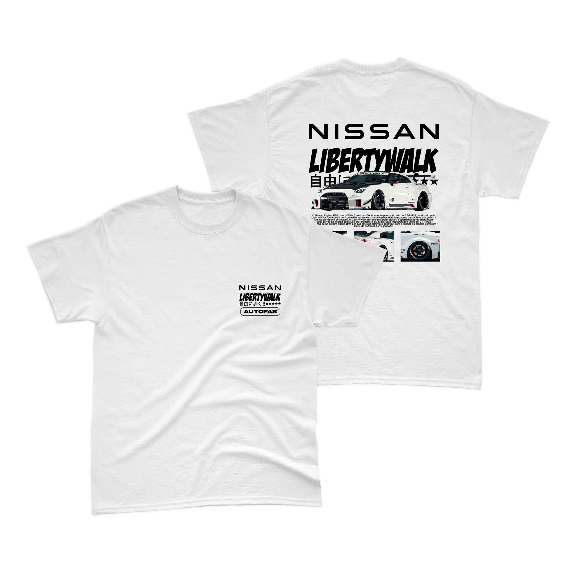 Camiseta Nissan GT-R R35 Libertywalk Branca