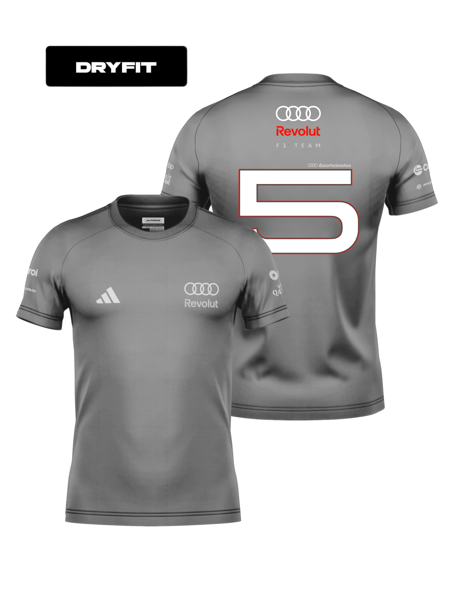 Camiseta Dryfit Audi Bortoleto 2026 Algodão Cinza