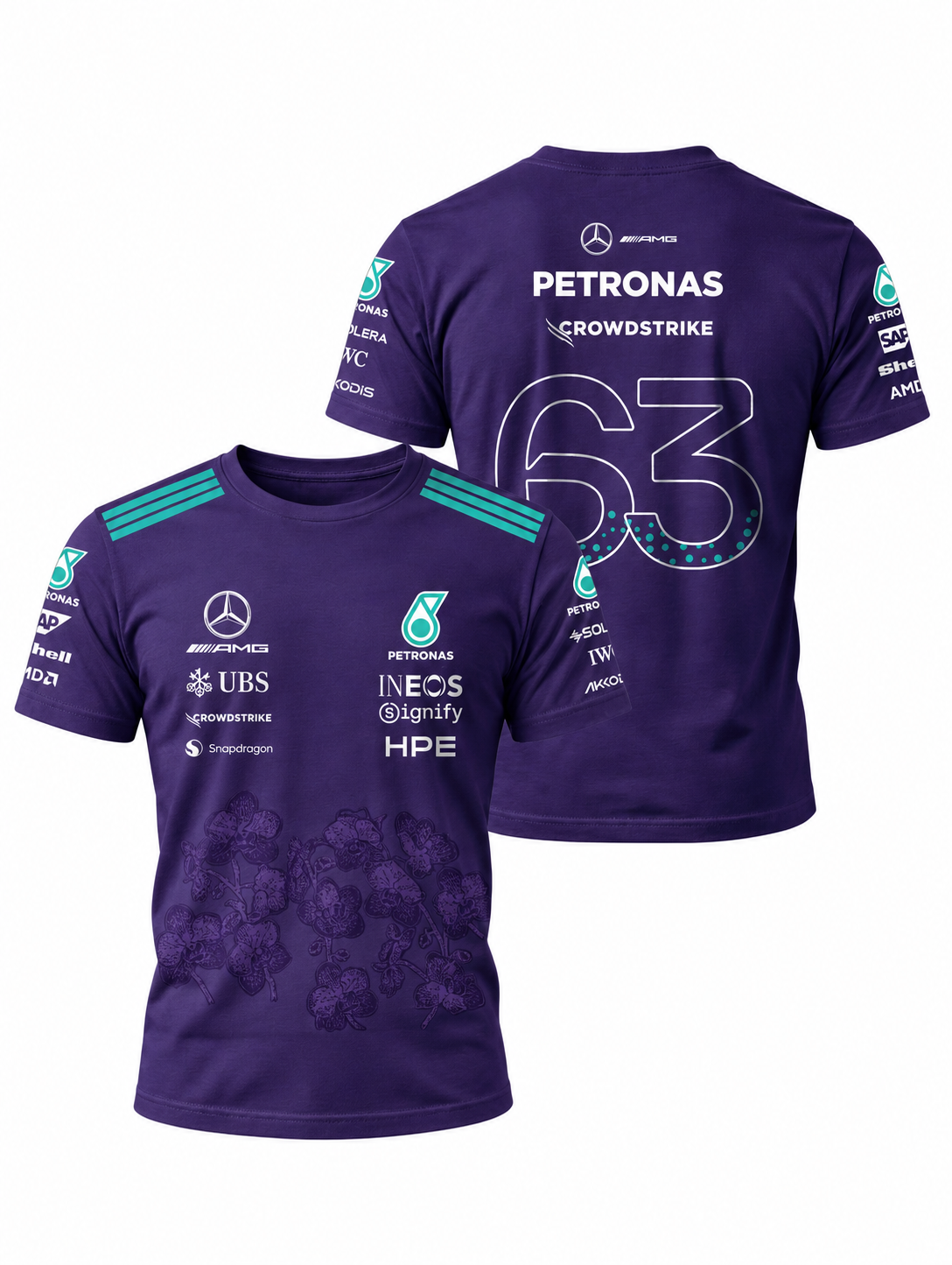 Camiseta George Russell Mercedes F1 Edição Purple