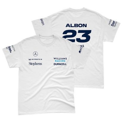 Camiseta Algodão Alex Albon Williams 2024 Branca