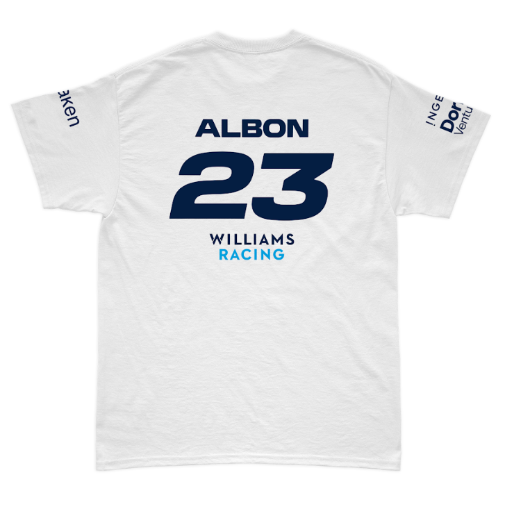 Camiseta Algodão Alex Albon Williams 2024 Branca