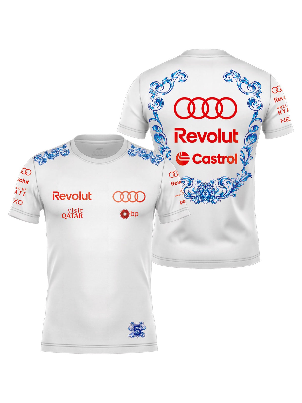 Camiseta Algodão Gabriel Bortoleto Audi Singapura Edition 2026 branca, frente e costas