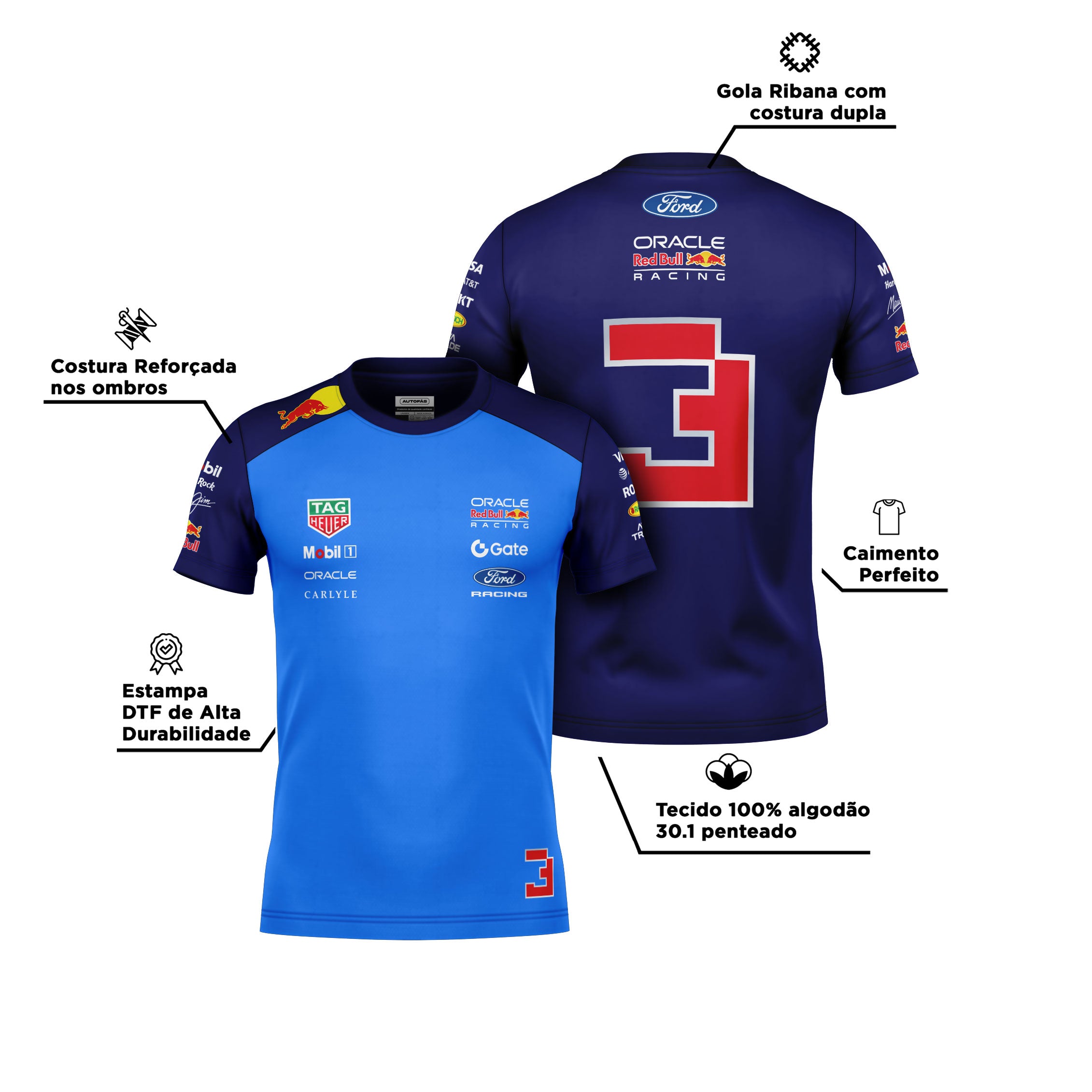 Camiseta Max Verstappen Red Bull 2026 Algodão