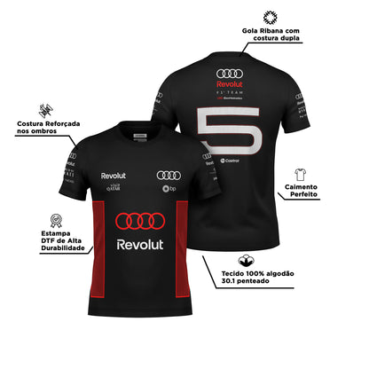 Camiseta Audi Bortoleto Torcida 2026 Algodão Preto