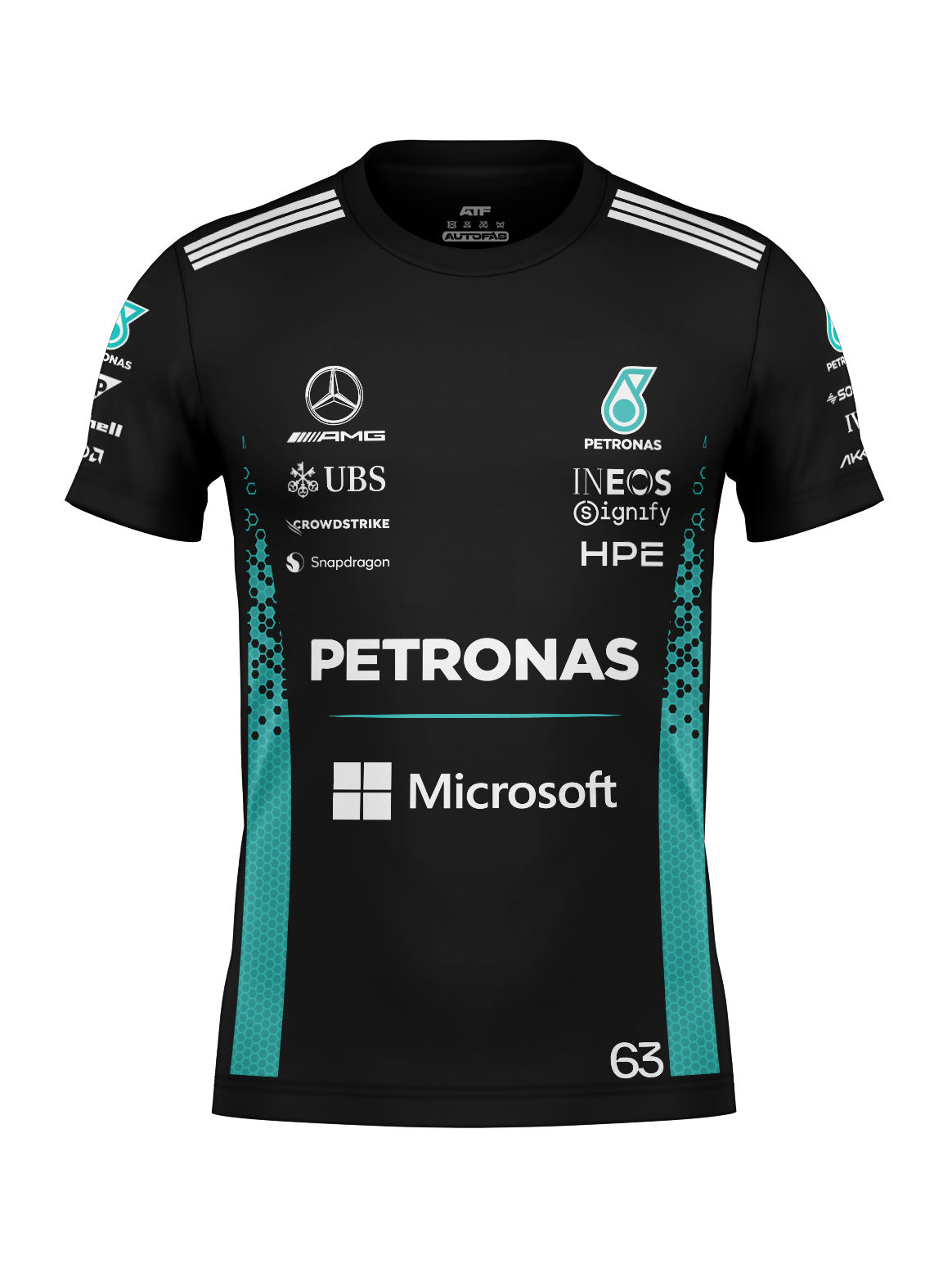 Camiseta George Russell Mercedes F1 2026 Preta Algodão