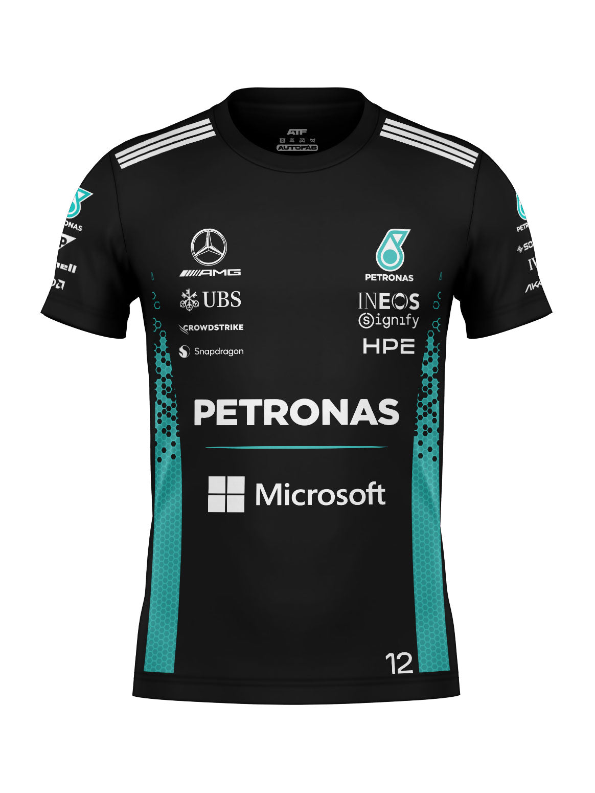 Camiseta Kimi Antonelli Mercedes F1 2026 Preta Algodão
