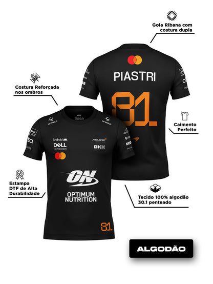 Camiseta Oscar Piastri Mclaren F1 2026 Algodão