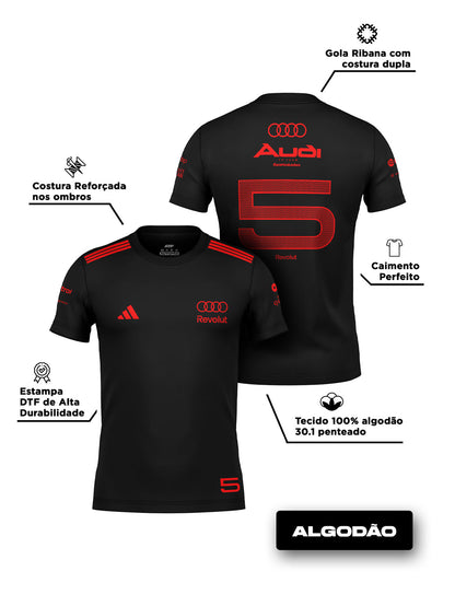 Camiseta Bortoleto Audi Edição Red & Black Algodão