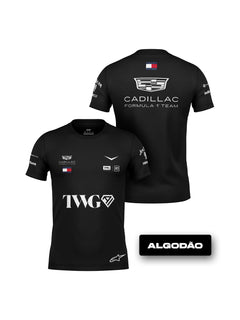 Camiseta Algodão Cadillac F1 Equipe Preta