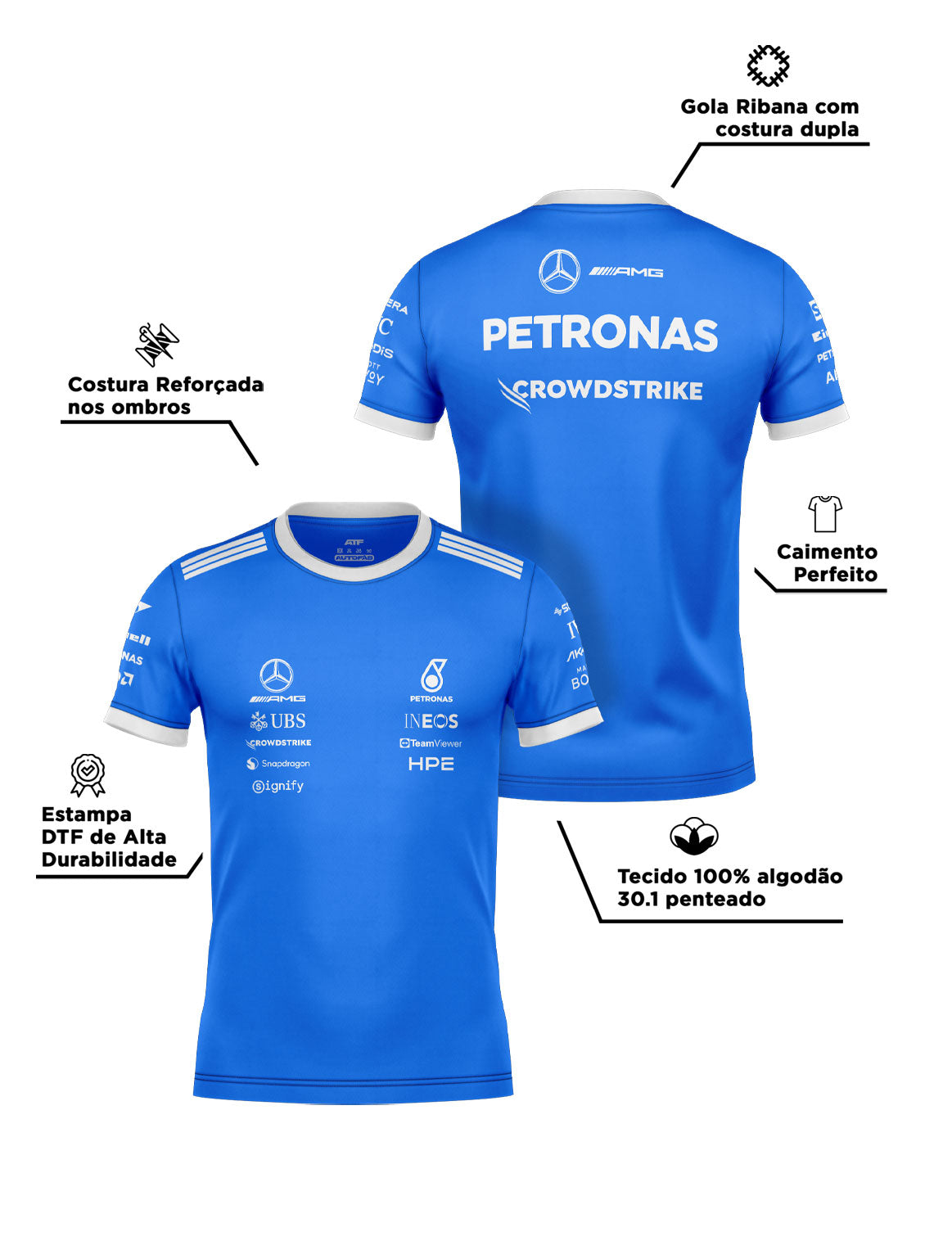 Camiseta Algodão Mercedes Blue Edition