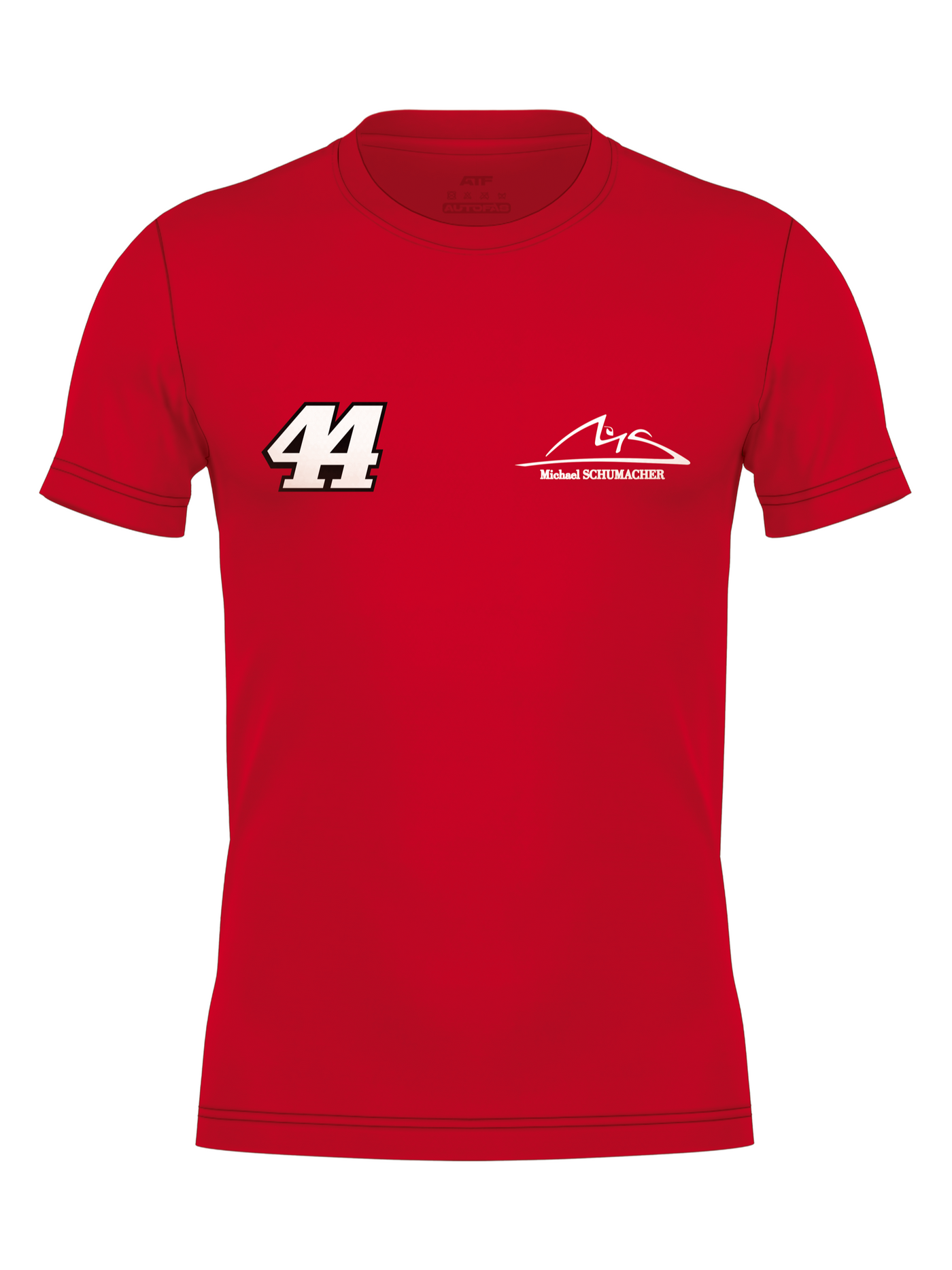 Frente da camiseta vermelha com o número 44 no peito