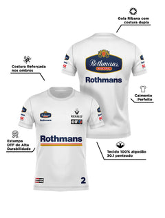 Camiseta Algodão Williams Retrô Rothmans Racing Branco