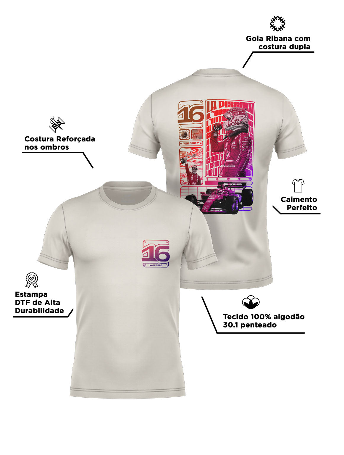Camiseta Algodão Cherles Leclerc Edição Especial Mônaco 2024 OW