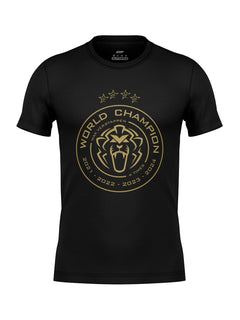 Camiseta Max Verstappen Campeão Mundial 2024 Preta Algodão