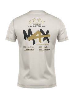 Camiseta Max Verstappen Campeão Mundial 2024 Off White Algodão