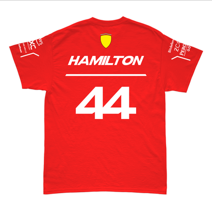 Camiseta Algodao Ferrari Hamilton Vermelho 2025