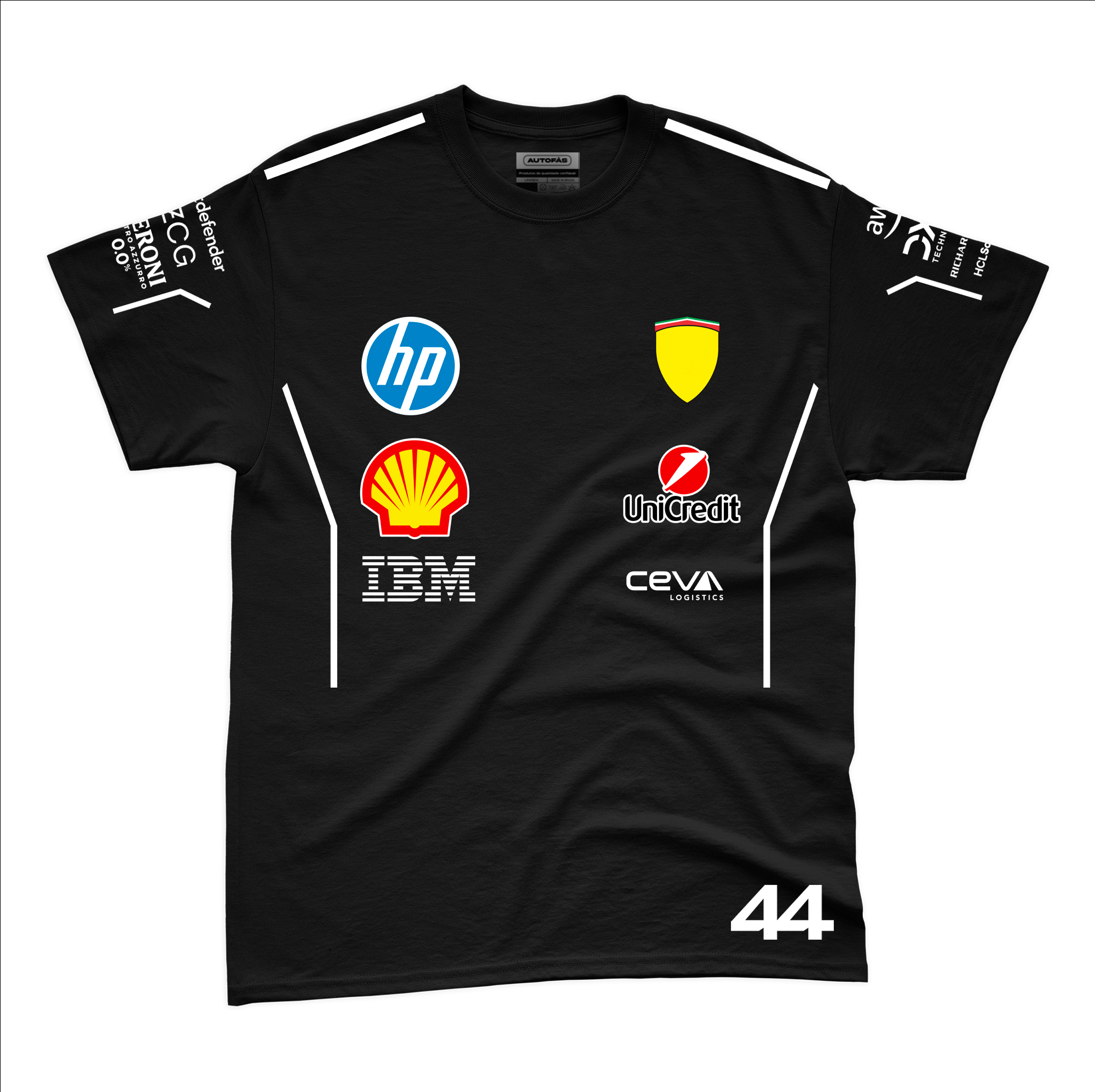 Camiseta Algodao Ferrari Hamilton Preto 2025