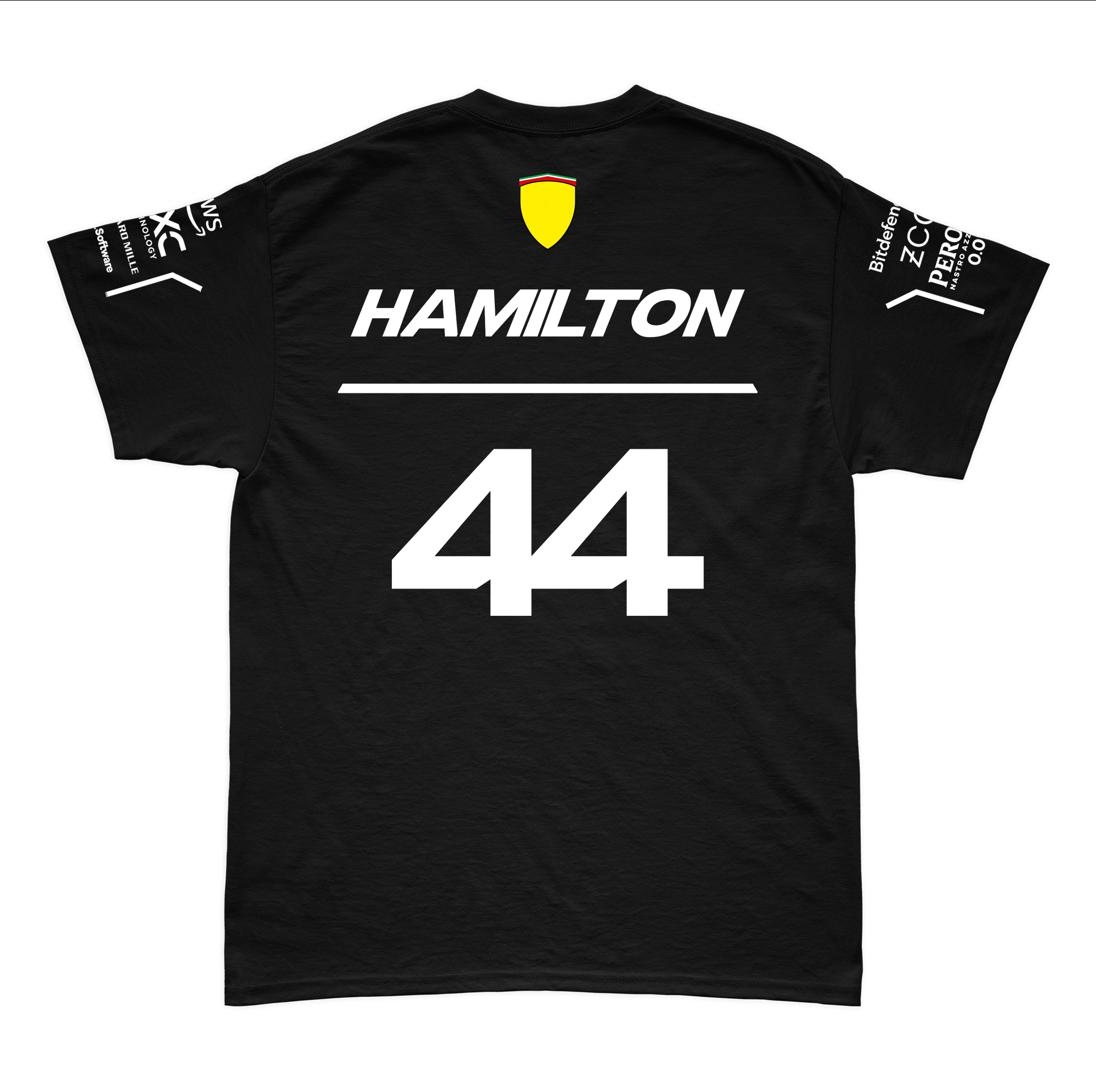 Camiseta Algodao Ferrari Hamilton Preto 2025