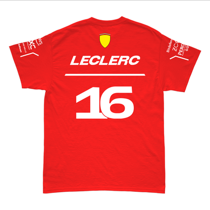 Camiseta Algodao Ferrari Leclerc Vermelho 2025