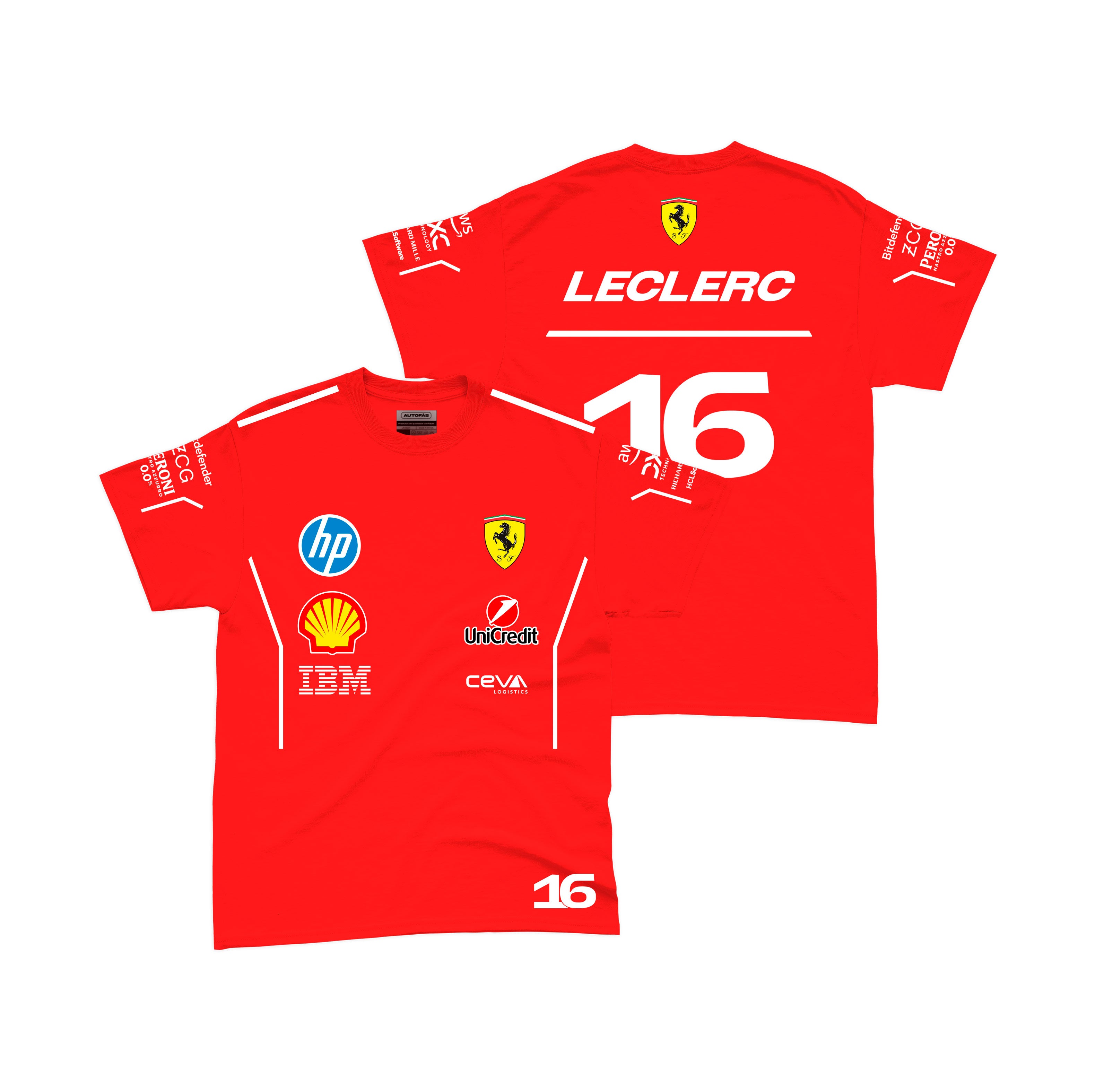Camiseta Algodão Ferrari Leclerc Vermelho 2025