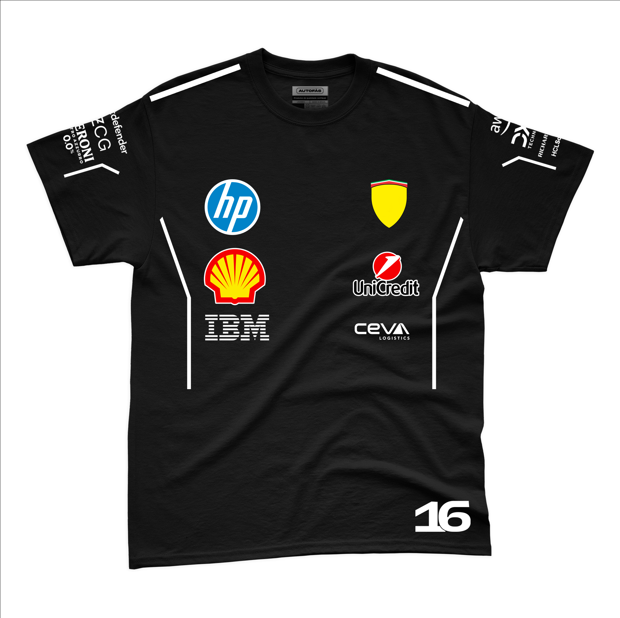 Camiseta Algodao Ferrari Leclerc Preto 2025