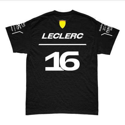 Camiseta Algodao Ferrari Leclerc Preto 2025