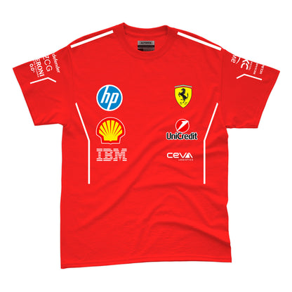 Camiseta Algodao Ferrari Equipe Vermelho 2025