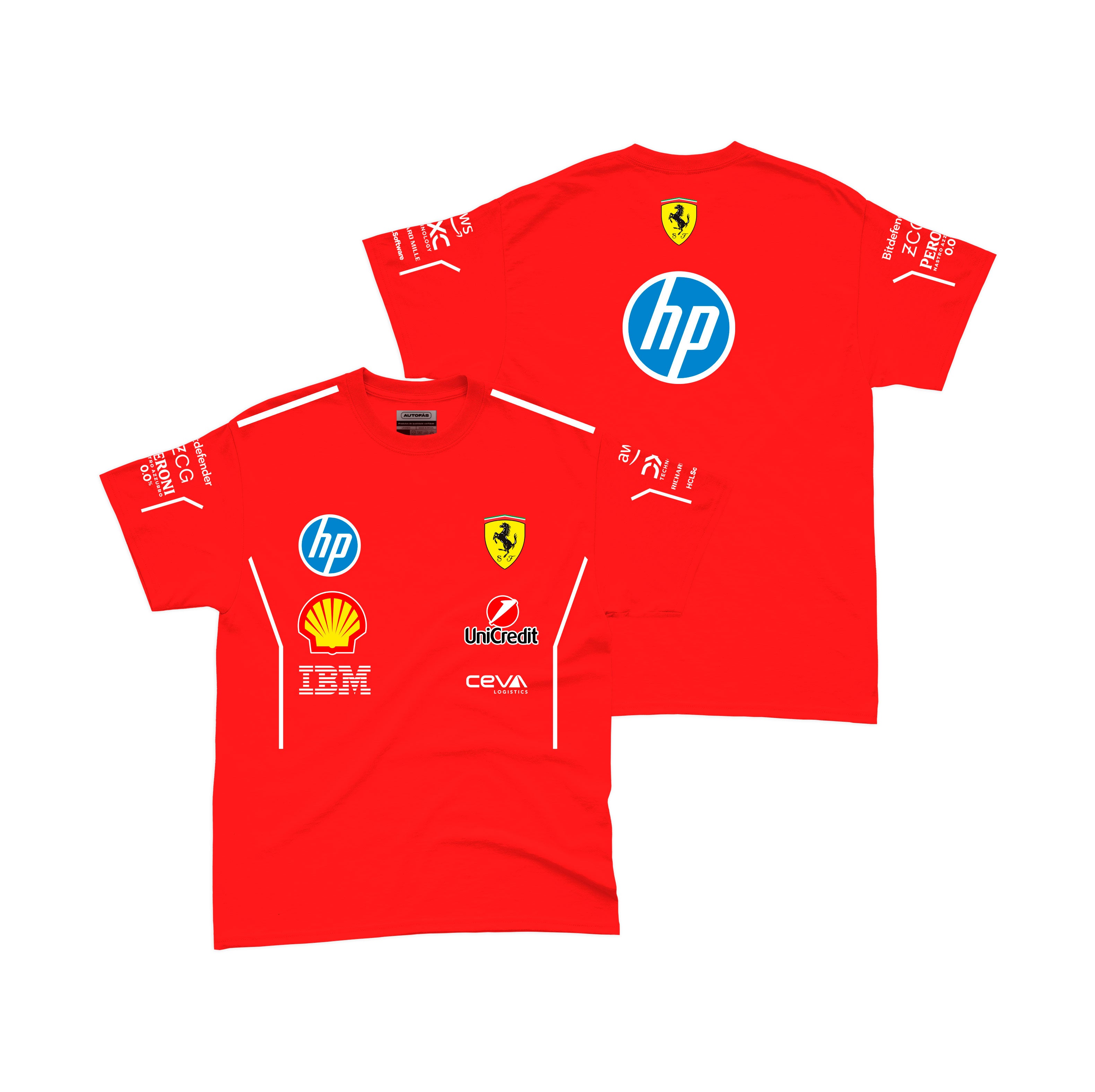 Camiseta Algodao Ferrari Equipe Vermelho 2025