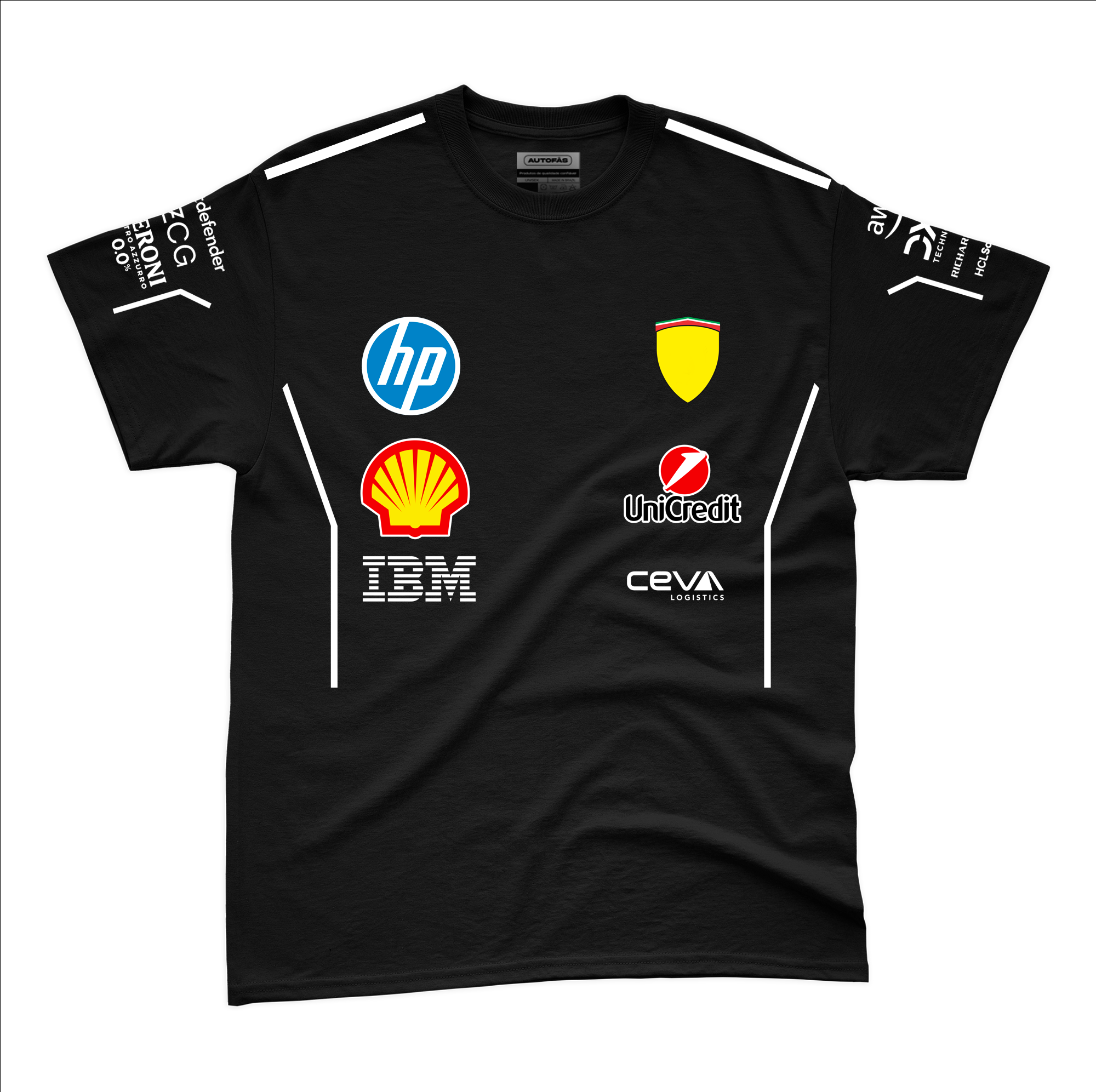 Camiseta Algodao Ferrari Equipe Preto 2025