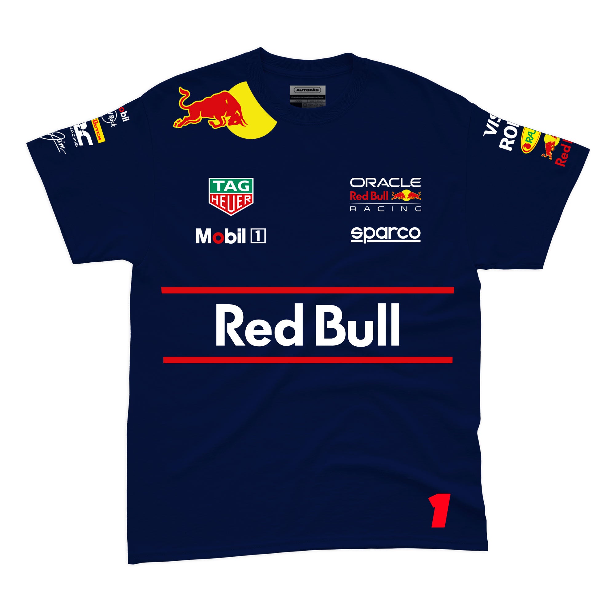 Camiseta Algodao Red Bull Max Verstappen Azul Marinho 2025