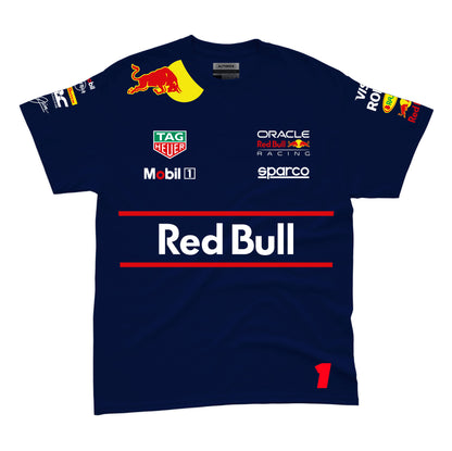 Camiseta Algodao Red Bull Max Verstappen Azul Marinho 2025