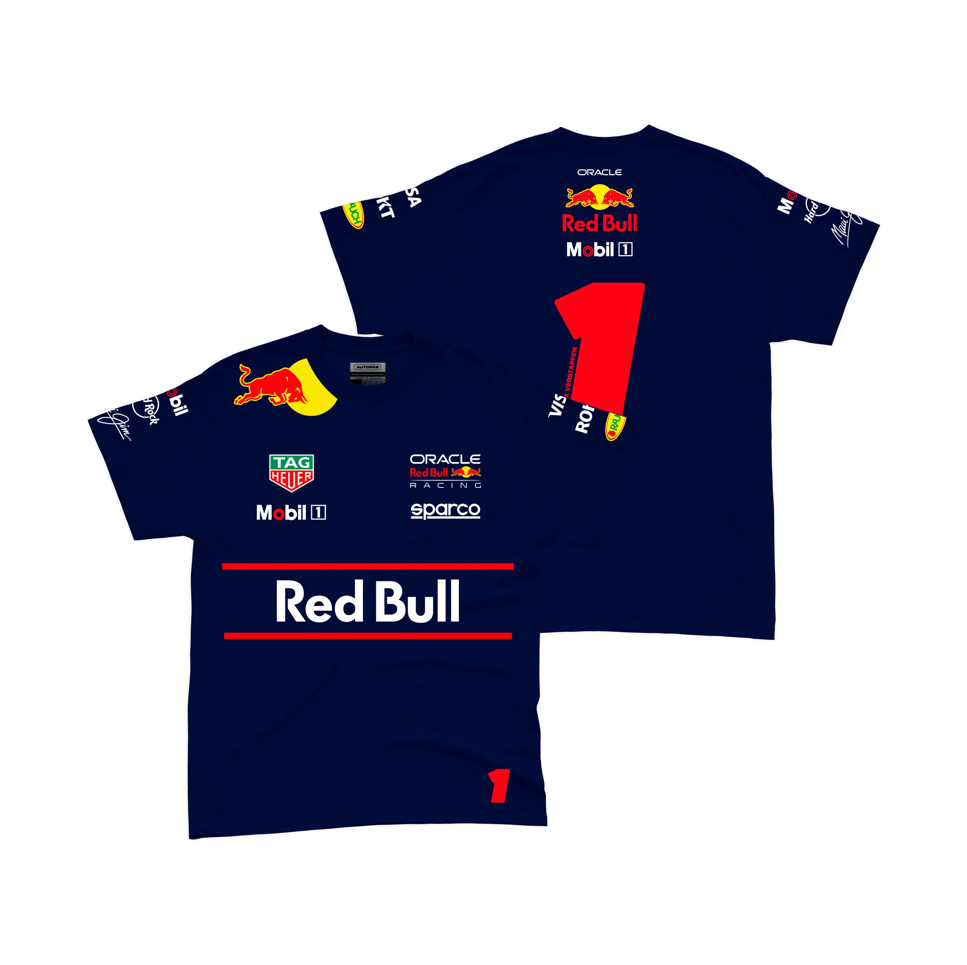 Camiseta Algodão Red Bull Max Verstappen Azul Marinho 2025