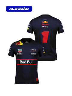 Camiseta Algodão Red Bull Max Verstappen Azul Marinho 2025