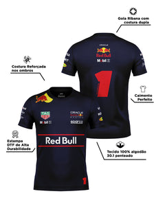 Camiseta Algodão Red Bull Max Verstappen Azul Marinho 2025