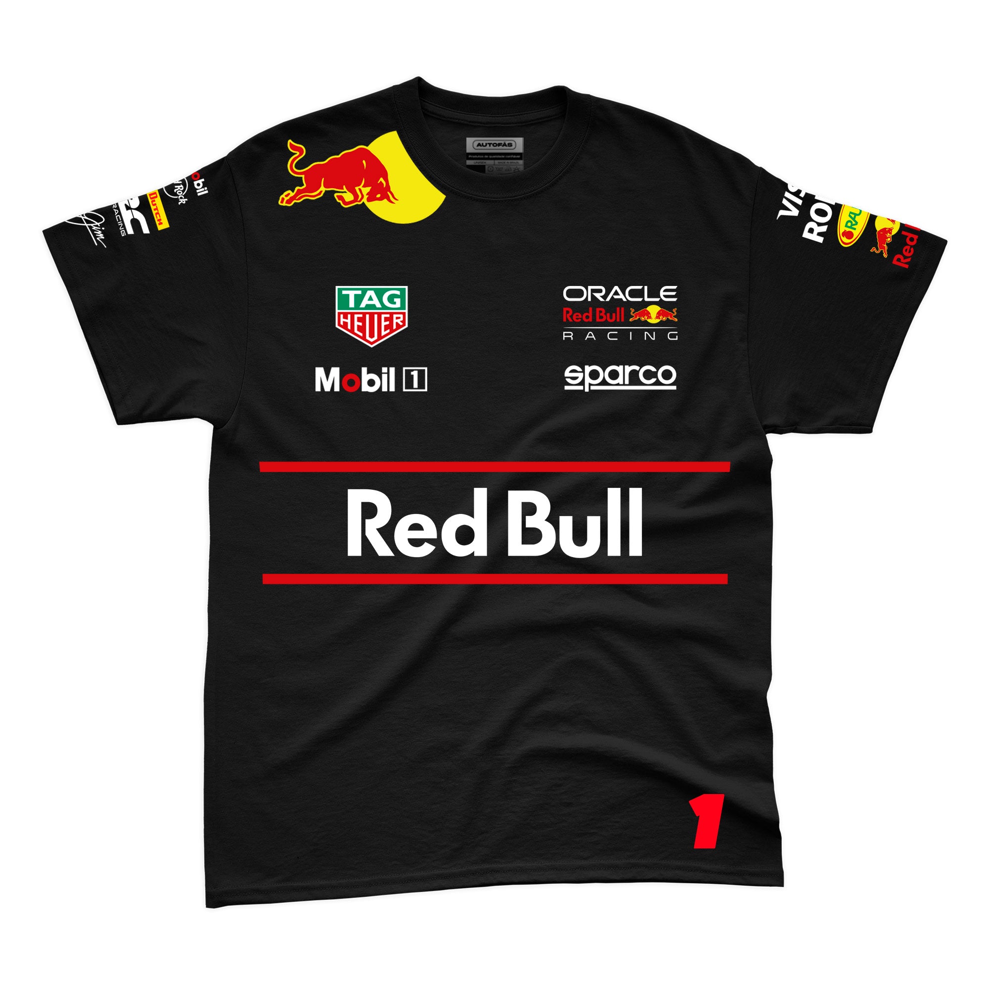 Camiseta Algodao Red Bull Max Verstappen Preto 2025