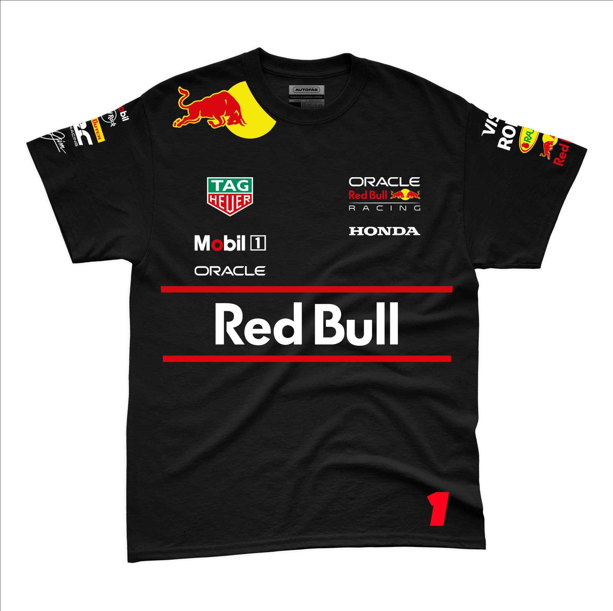 Camiseta Algodao Red Bull Max Verstappen Preto 2025