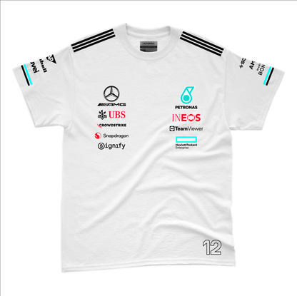 Camiseta Algodao Mercedes Kimi Antoneli Branco 2025